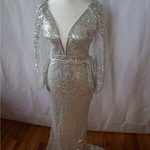 Silver Sequin Gown